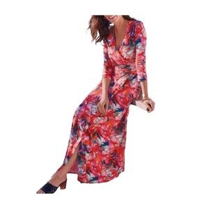 Soft Surroundings Coral Floral Maxi Dress